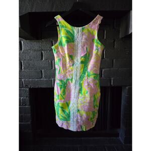 Lilly Pulitzer Fan Dance Flamingo Shift Dress 20th anniversary womens size 2
